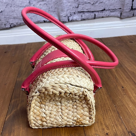 Ann Taylor corn husk basket purse tan and pink - Picture 5 of 10